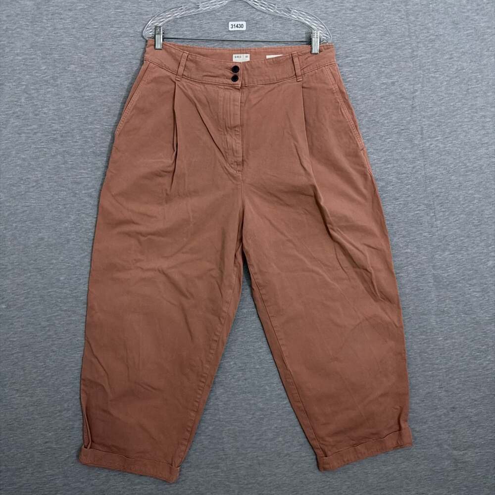Girls of Dust Womens Large Pink Terracotta Cotton Pleated Barrel Pants Portugal